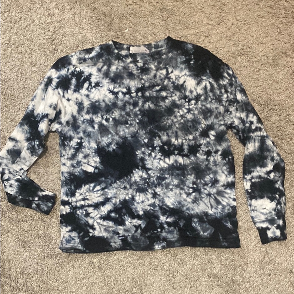 Double Zero Tie-Dye Long Sleeve Tee - Black and White